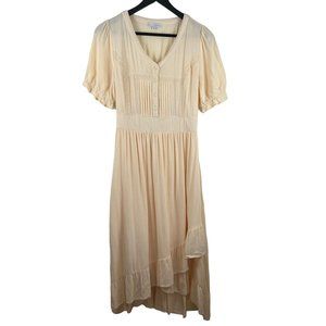 Baltic Born Light Yellow Button Front Lined Prairie Dress